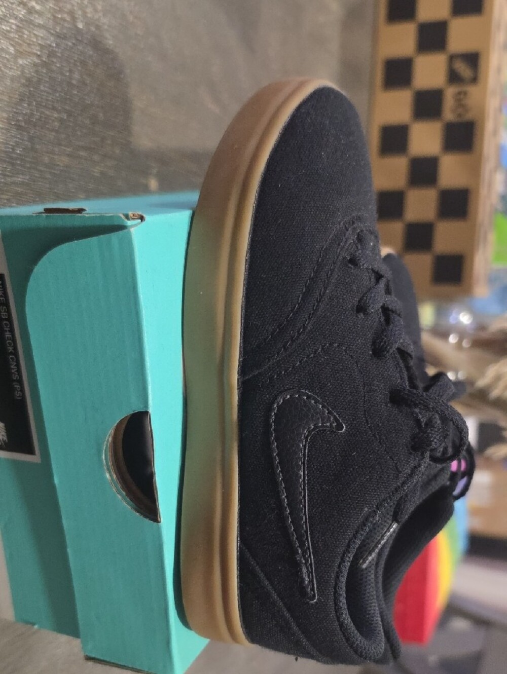Nike Kids Black Canvas Sneakers with Gum Sole - Picture 3 of 3